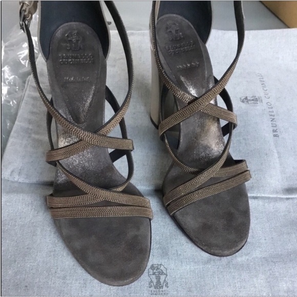 BRUNELLO CUCINELLI AUTHENTIC MONILI TRIM STRAPE CRISSCROSS STARPE SANDALS - Picture 8 of 14